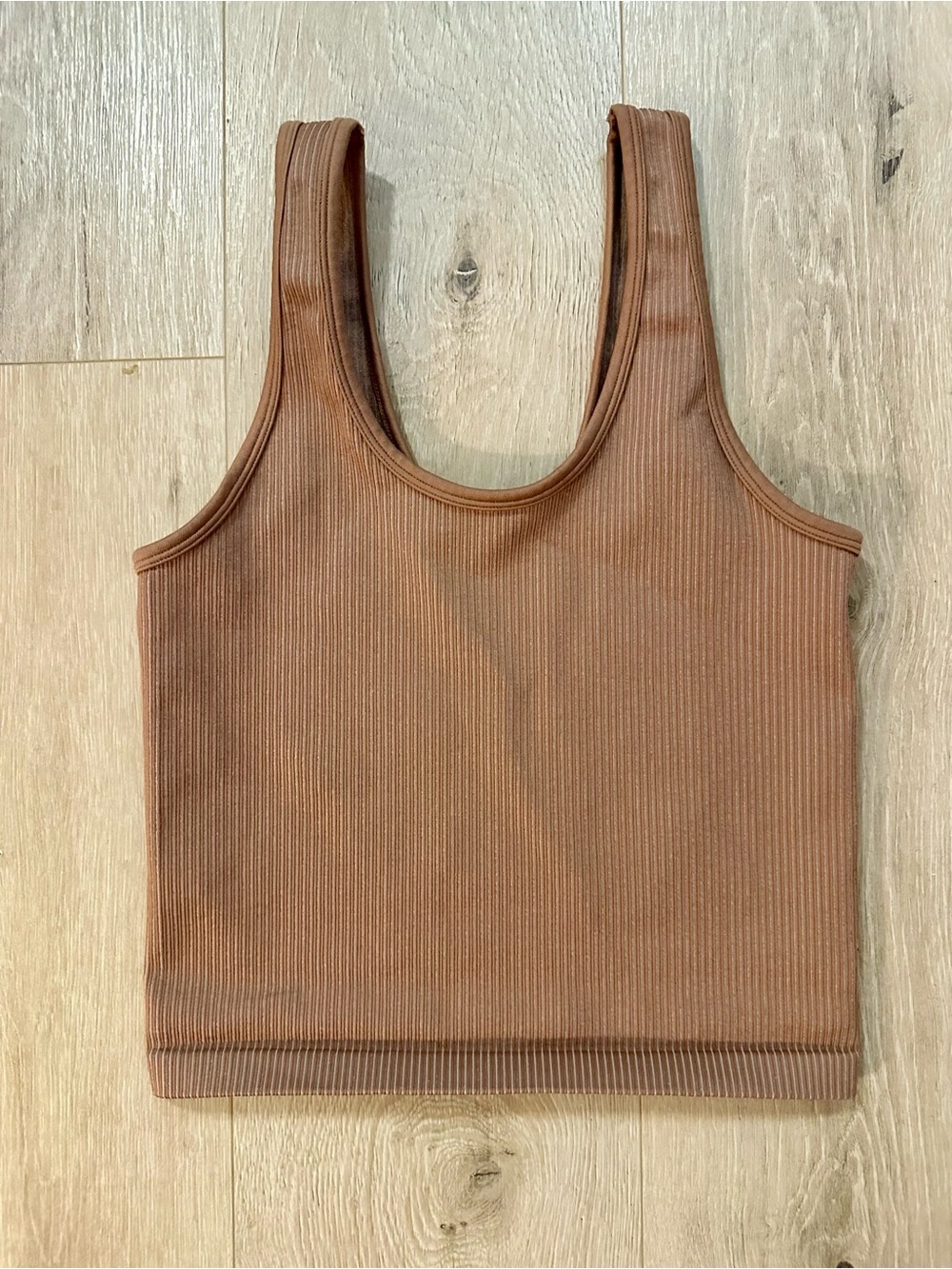 aerie Ribbed Scoop Crop Tank - Brown